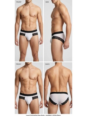 Beruflic Erkek Beyaz Tül Dantelli Slip Iç Giyim