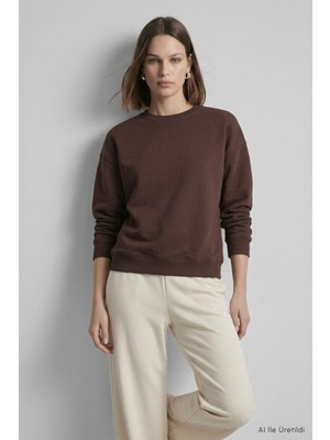 Rays Bisiklet Yakalı Basic Oversize Sweatshirt 954 Kahve