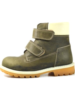 Onlo Ayakkabı T.1023 Hakiki Yağlı Deri Ortopedik Cırtlı Unisex Çocuk Bot