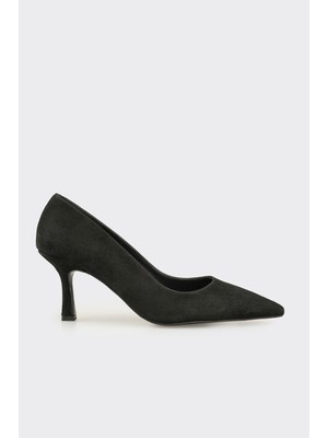 Elle Siyah Deri Kadın Stiletto
