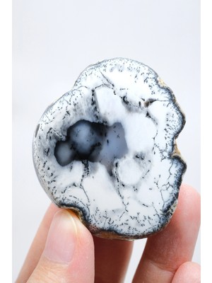 Healcrystal Dumanlı Mavi & Beyaz Dendritik Opal, Merlinit Numune, 57G
