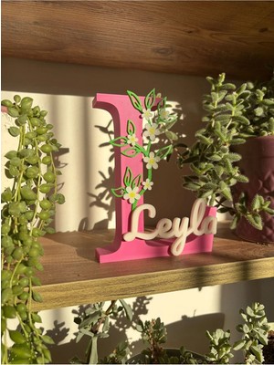Umikolab Kişiye Özel Isim Harflik--Pembe-Beyaz-Model Leyla--15 cm