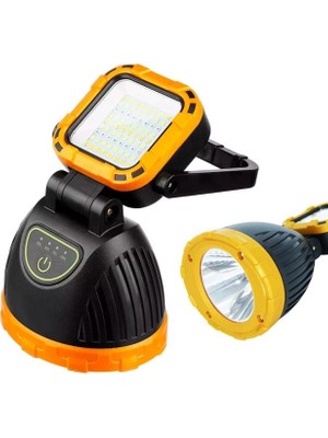 Store PM-8033A Solar Şarjlı 6 Modlu El Feneri ve Işıldak Acil Durum Lambası (Beyaz Sarı Kırmızı)