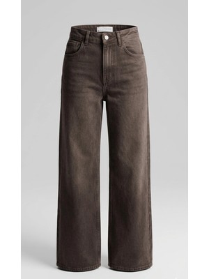 Shın Butik Shın Kahverengi Wide Leg Jean