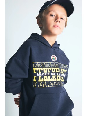 DeFacto Fenerbahçe Kapüşonlu Kanguru Cepli Baskılı Sweatshirt Erkek Çocuk I6539A826WN