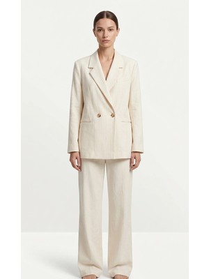 Shın Butik Shın Minimal Krem Blazer & Pantolon Takım