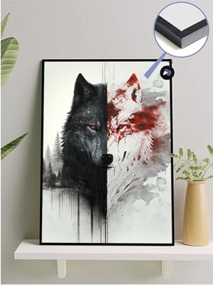 PSTER1212 Iyi ve Kötü Kurt Hayvan Çerçeveli Tablo - Çerçeveli Poster 21 x 30