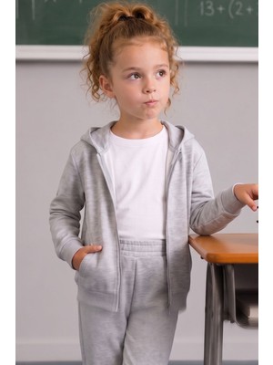 Zeyland Kız Erkek Çocuk Fermuarlı Kapüşonlu Sweatshirt