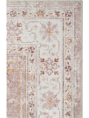 Eko Halı Elista Els 201 Cream Beige Kaydırmaz Yıkanabilir Vintage Desenli Kilim