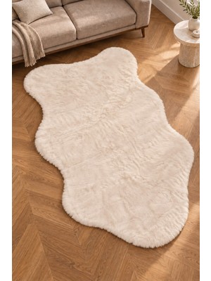 Dekoset Home Tavşan Tüyü Düz Post Bej Yumuşak Yıkanabilir Tabanlı Peluş Halı