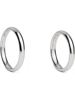 Ricco Jewellery 14 K Beyaz Altın Kaplama 925 Ayar Gümüş Iç Dış Bombe 3 mm Alyans
