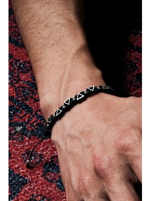 Ricco Jewellery 925 Ayar Gümüş Triangle Örme Bileklik