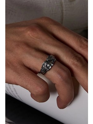 Ricco Jewellery 925 Ayar Gümüş Oksitli Ayarlanabilir Medusa Yüzük