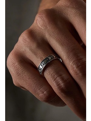 Ricco Jewellery 925 Ayar Gümüş Oksitli Ayarlanabilir Selene Yüzük