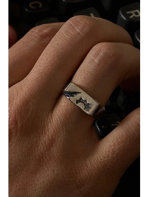 Ricco Jewellery 925 Ayar Gümüş Thunder Signet Yüzük