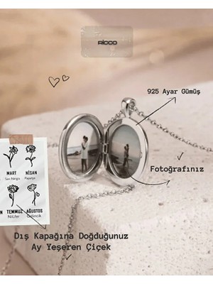 Ricco Jewellery 925 Ayar Gümüş Kişiye Özel Kapaklı Fotoğraflı Kolye