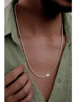 Ricco Jewellery 925 Ayar Gümüş Old Money Kalemli Burma Halat Kolye