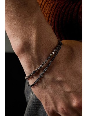 Ricco Jewellery 925 Ayar Gümüş Faset Dumanlı Kuvars Bileklik
