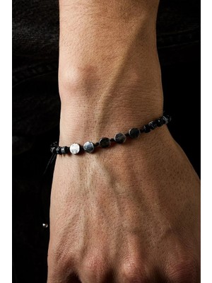 Ricco Jewellery 925 Ayar Gümüş Siyah Rodaj Kaplama Tasarım Oniks Bileklik