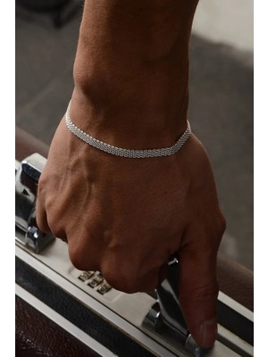 Ricco Jewellery 925 Ayar Gümüş Bismark Hasır Bileklik