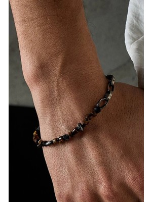 Ricco Jewellery 925 Ayar Gümüş Kaplan Gözü Draven Bileklik