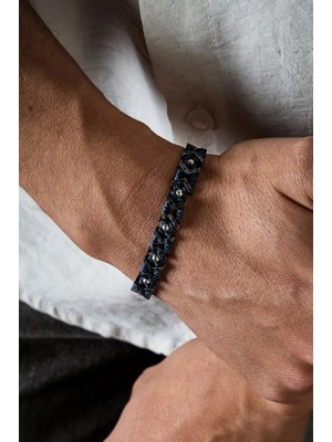 Ricco Jewellery 925 Ayar Gümüş Siyah Rodaj Kaplama Zyron Tasarım Bileklik