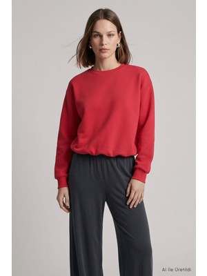 Rays Beli Lastikli Crop Sweatshirt 979 Kırmızı