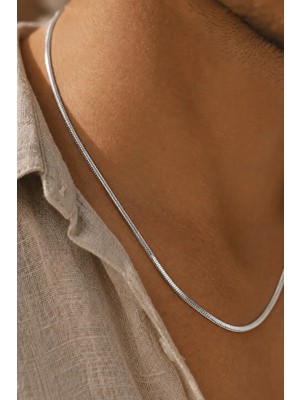 Ricco Jewellery 925 Ayar Gümüş Balık Sırtı Zincir Unisex Kolye