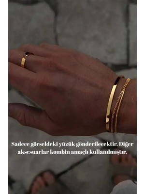Ricco Jewellery 14 K Gold Kaplama 925 Ayar Gümüş Ayarlanabilir 4 mm Yüzük