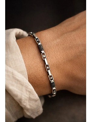 Ricco Jewellery 925 Ayar Gümüş Oksitli Shadow Forge Bileklik