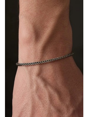 Ricco Jewellery 925 Ayar Gümüş Traşlı Oskitli Tilki Kuyruğu Bileklik