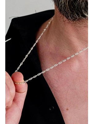 Ricco Jewellery 925 Ayar Gümüş Barlı Forse Zincir