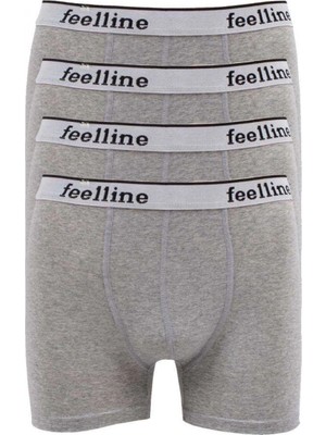 Pileli Store 4 Adet Feelline Gri Pamuklu Doğal Likralı Erkek Boxer Mudanis