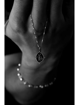 Ricco Jewellery 925 Ayar Gümüş Küp Küp Petroglif Kolye