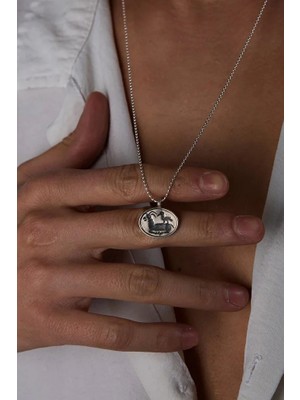 Ricco Jewellery 925 Ayar Gümüş Geyik Fosil Top Top Zincir Kolye