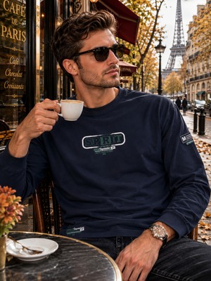 Masimar Erkek Baharlık Yuvarlak Yaka Sweatshirt Uzun Kollu Tshirt