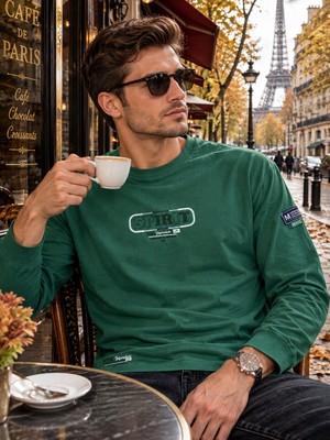 Masimar Erkek Baharlık Yuvarlak Yaka Sweatshirt Uzun Kollu Tshirt