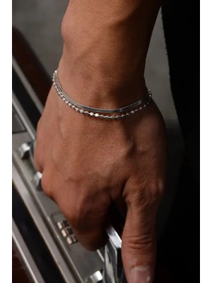 Ricco Jewellery 925 Ayar Gümüş Old Money Oksitli Italyan Ezme Yılan Bileklik