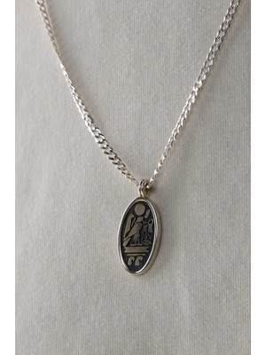 Ricco Jewellery 925 Ayar Gümüş Old Money Mısır Hiyeroglif Gurmet Kolye