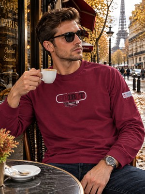 Masimar Erkek Baharlık Yuvarlak Yaka Sweatshirt Uzun Kollu Tshirt