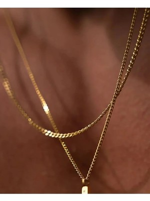 Ricco Jewellery 14 K Gold Kaplama 925 Ayar Gümüş 2 mm Gurmet Kolye