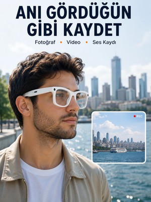 Store 3 Lensli Kameralı Akıllı Gözlük Aı Sesli Asistan Çeviri Bluetooth Görüşme Müzik Fotoğraf Video Kayıt Özellikli