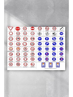 (PSTER8904) Trafik Işaretleri Eğitim Posteri (80X115 Cm)