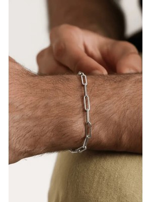 Ricco Jewellery 925 Ayar Gümüş Old Money Italyan Paperclip Bileklik