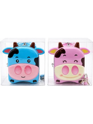 Store 12 Adet Inek Anahtarlı Metal Kumbara Kilitli Renkli