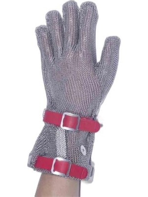 Çelik Eldiven Uzun 8 cm Kırmızı, M Beden, (El-Uzr)