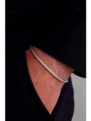 Ricco Jewellery 925 Ayar Gümüş Sert Dokulu Yılan Bileklik