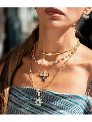 Ricco Jewellery 14 K Gold Kaplama 925 Ayar Gümüş Kırlangıç Kolye