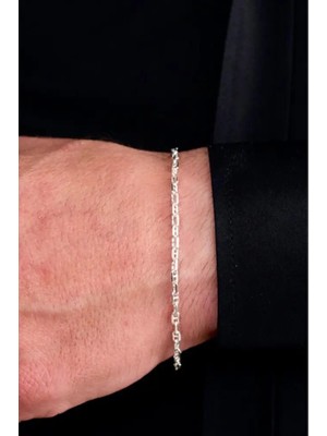 Ricco Jewellery 925 Ayar Gümüş Barlı Forse Erkek Bileklik