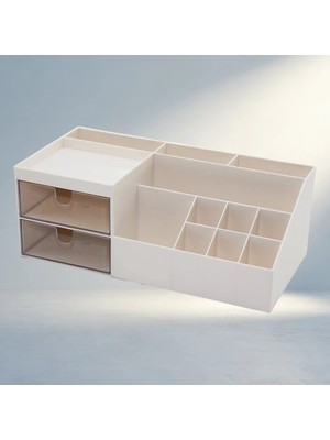 Aslanoğlu Store Pratik 2 Çekmeceli 12 Bölmeli Makyaj Takı Organizeri 12X24CM